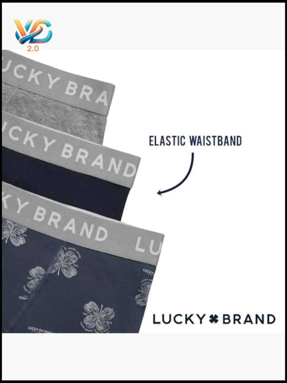 Lucky Men's Boxer Briefs 3 Pack - Soft Cotton Blend Underwear with Functional
